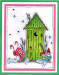 Flamingo Outhouse Card